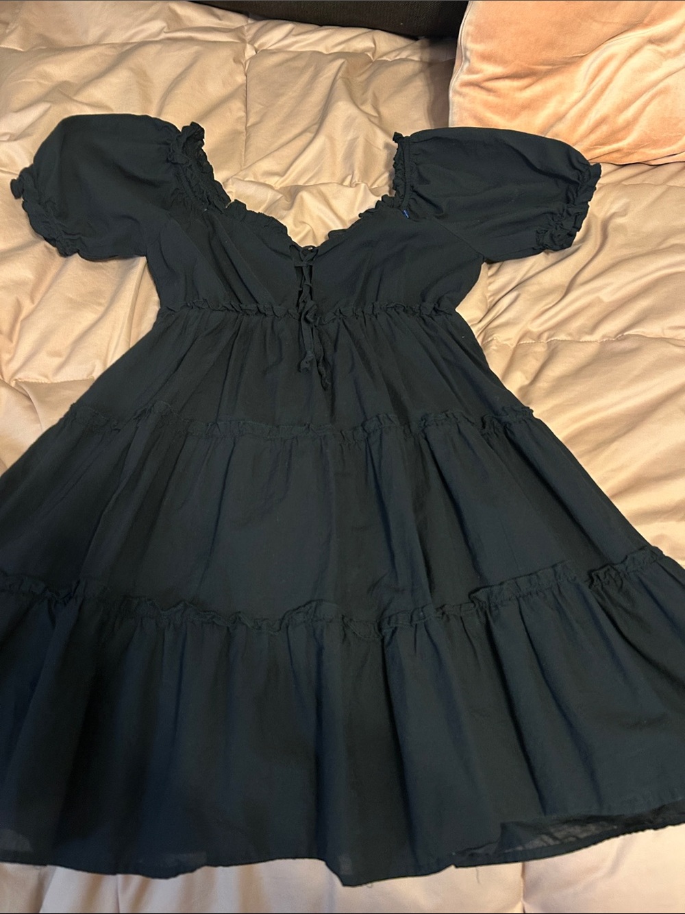 Black Mini Dress with Puff Sleeves